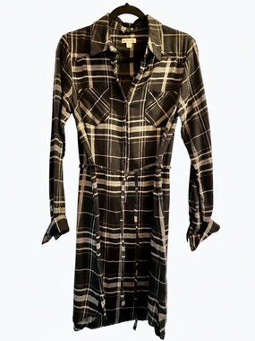 Merona Black and White Checkered Flannel Shirt Dress